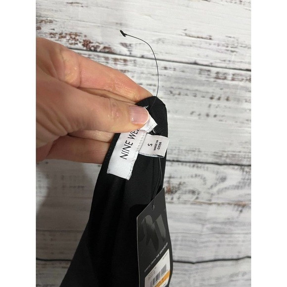 Nine West Tunic Blouse size Small Black Sheer Classic Career Church Modest Slim - Picture 9 of 9